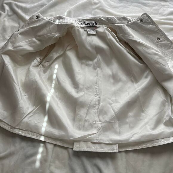 Vintage Y2K Carlisle white faux patent leather retro jacket size 2 - Picture 3 of 8